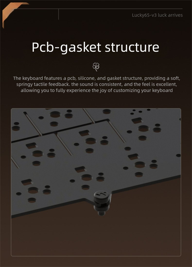 Pcb-gasket structure with text on a dark background