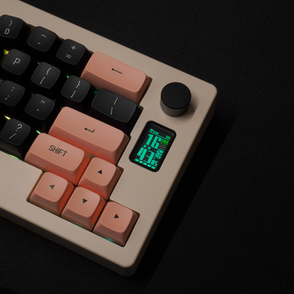 Detail Photo of the Cidoo ABM066 wireless mechanical keyboard showing the Media Knob and customizable screen