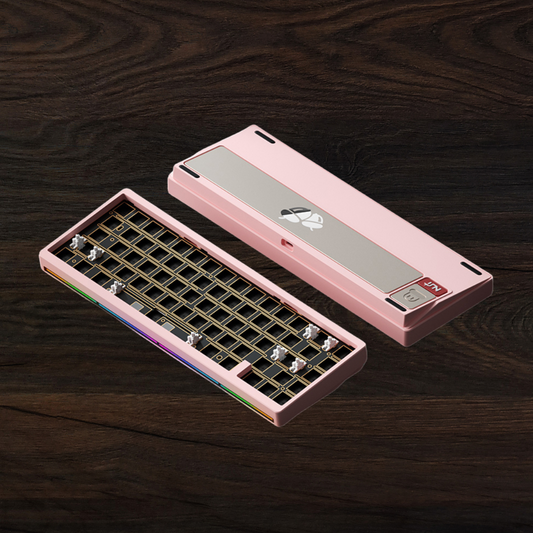 Weikav Nut 65 Pink keyboard on a wooden surface