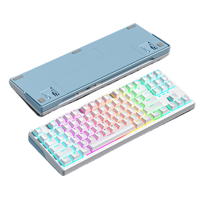 What The Thock Gomu87 TKL Mechanical Keyboard, Front and Back view of the White Color variant