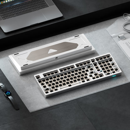 Weikav Max 102 Mechanical keyboard on a desk with a laptop and smartwatch in the background