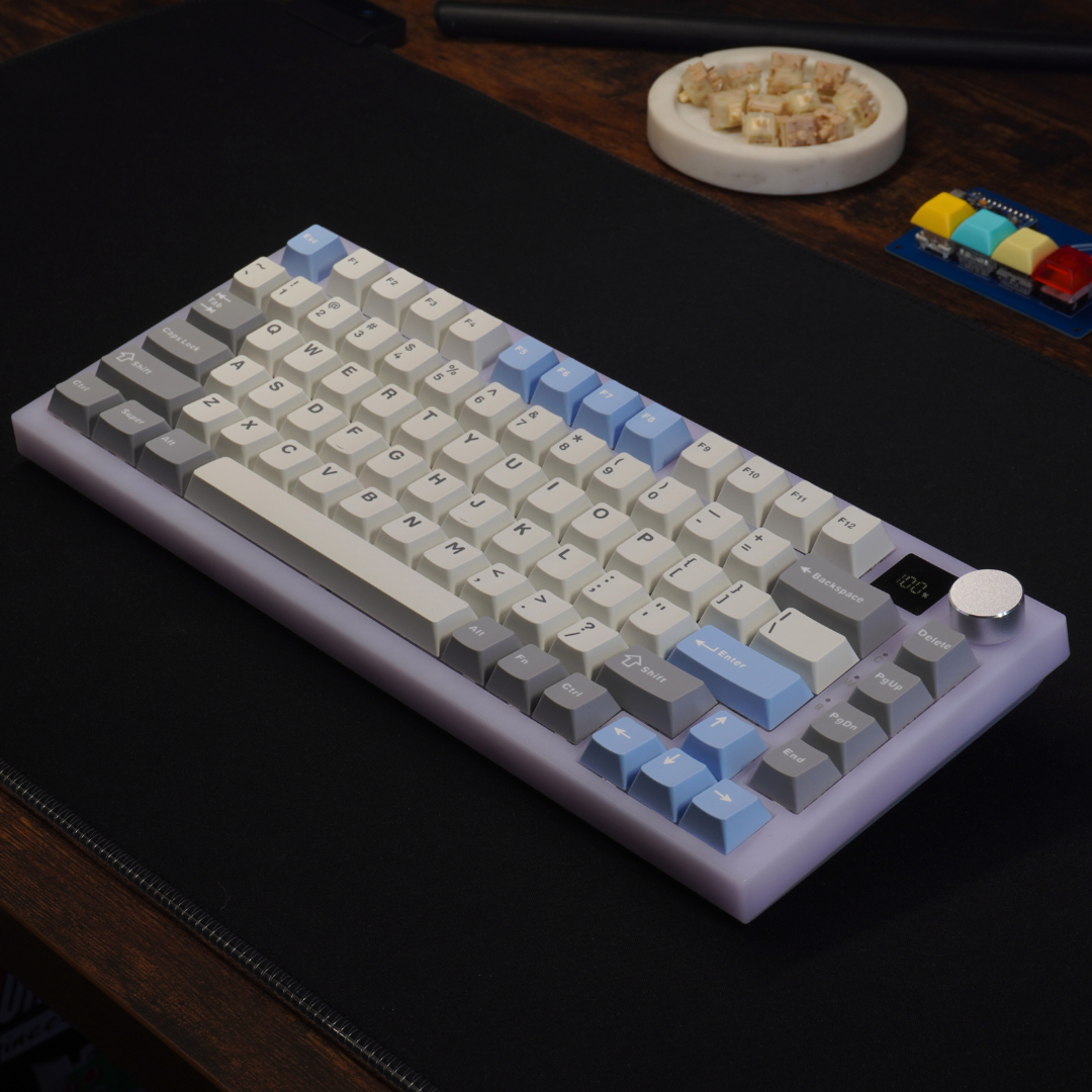 What The Thock Bubbly75 75% Mechanical Keyboard, Top down photo of the entire mechanical keyboard
