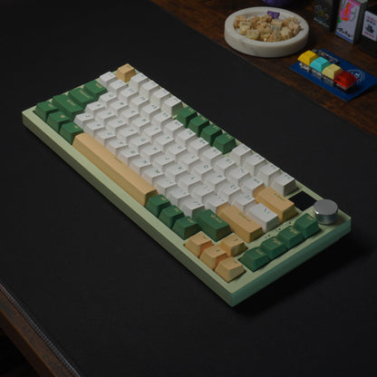 Green Version of the What The Thock Bubbly75 75% Mechanical Keyboard, Top down photo of the entire mechanical keyboard