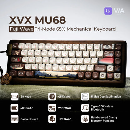 XVX MU68 Fuji Wave – Premium 65% Mechanical Keyboard (Japanese Keycaps)