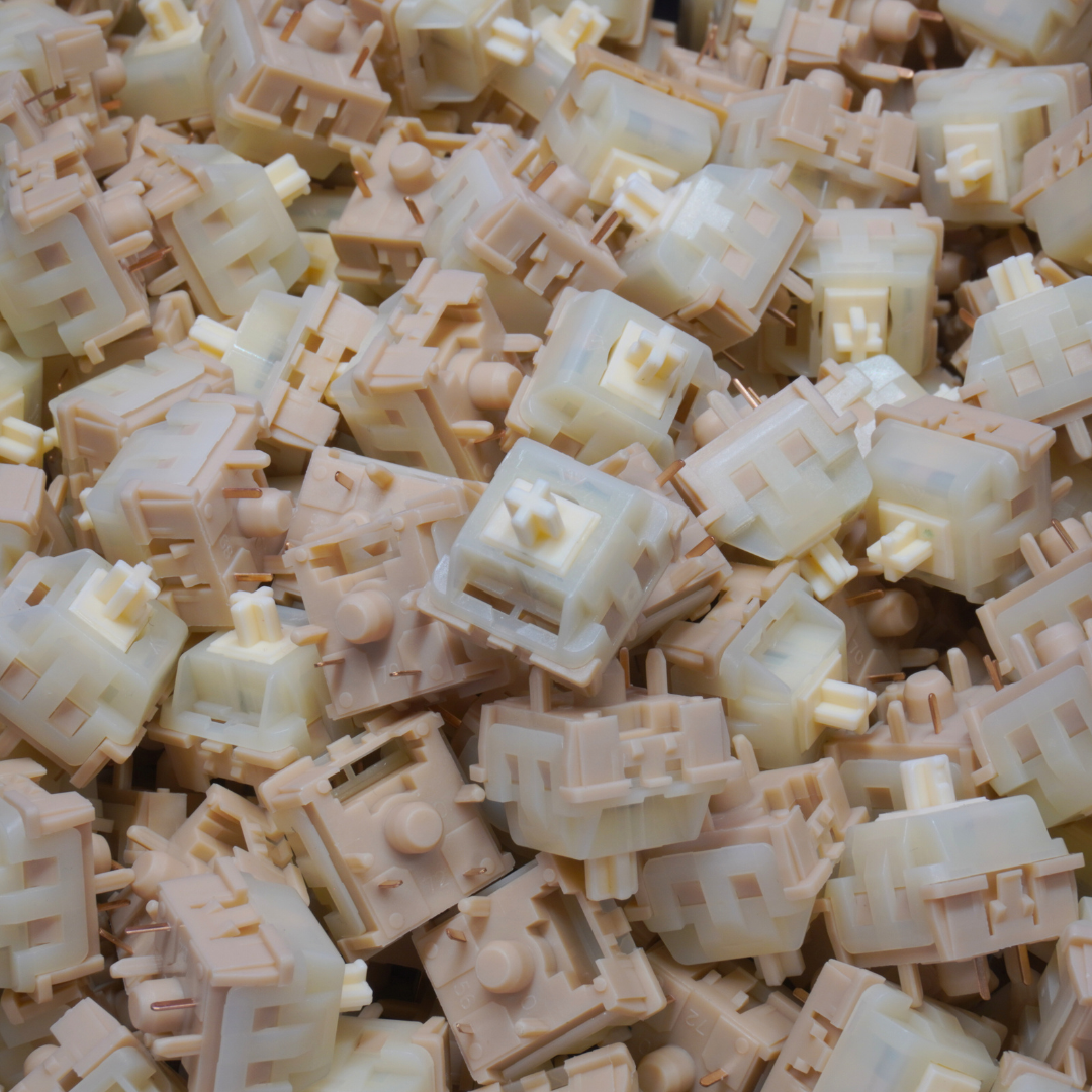Photo of lots of KTT Coconut Latte linear switches