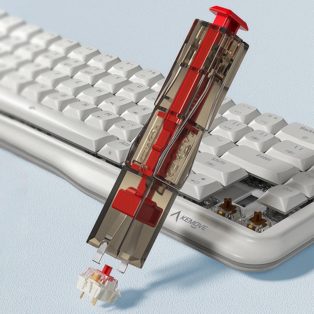 Render of the Transparent Kemove P10 2 in 1 keycap and switch puller tool